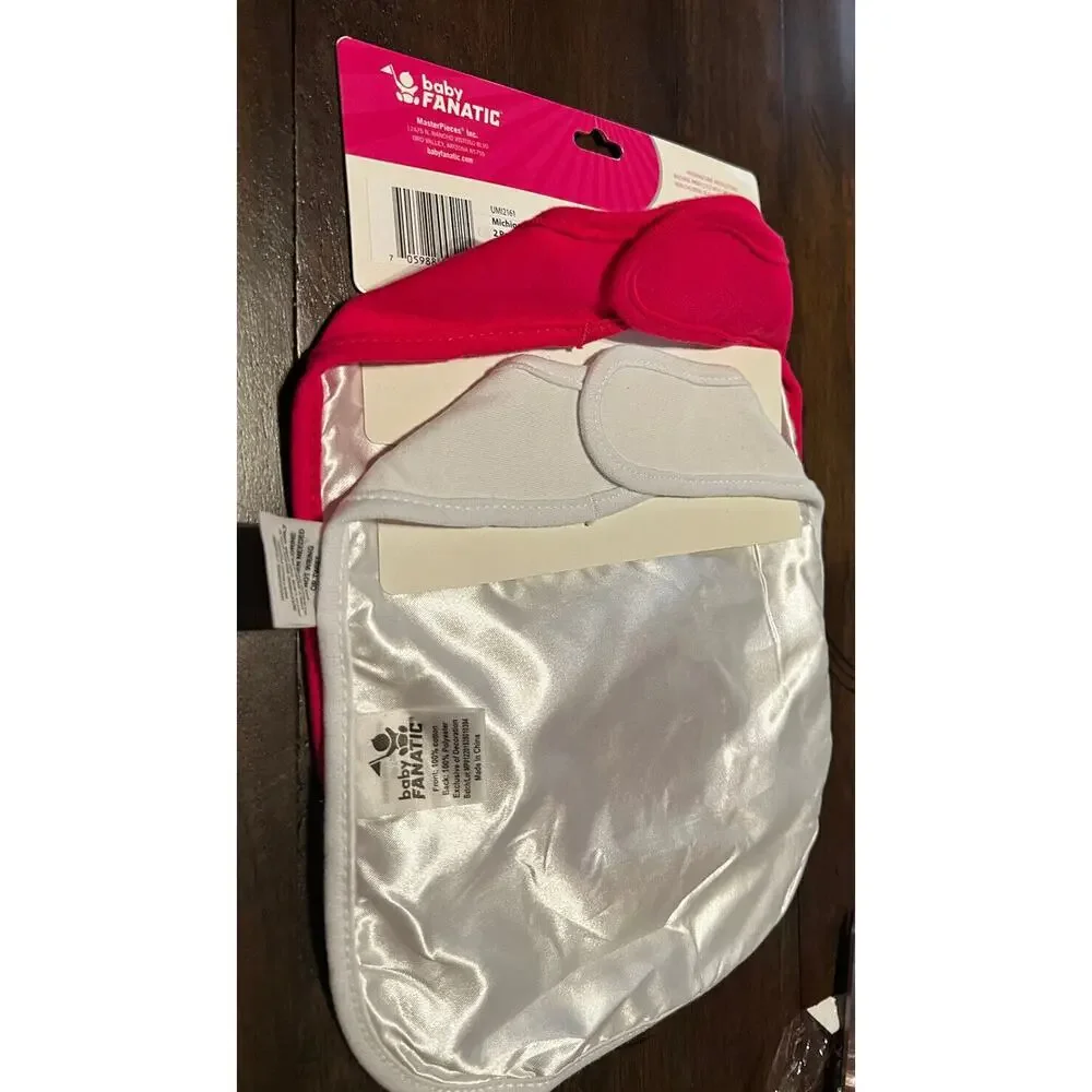 NEW Michigan Wolverines Baby Fanatics Baby Girl Bib Set Of 2 Hot Pink White